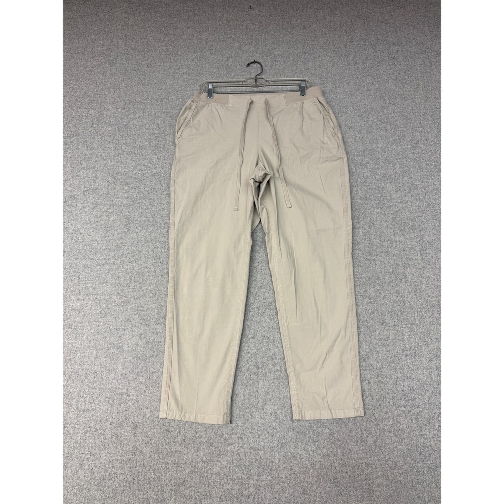 Unbranded Casual Drawstring Pants 33x28 Khaki Beige Elastic Waist Straight Leg